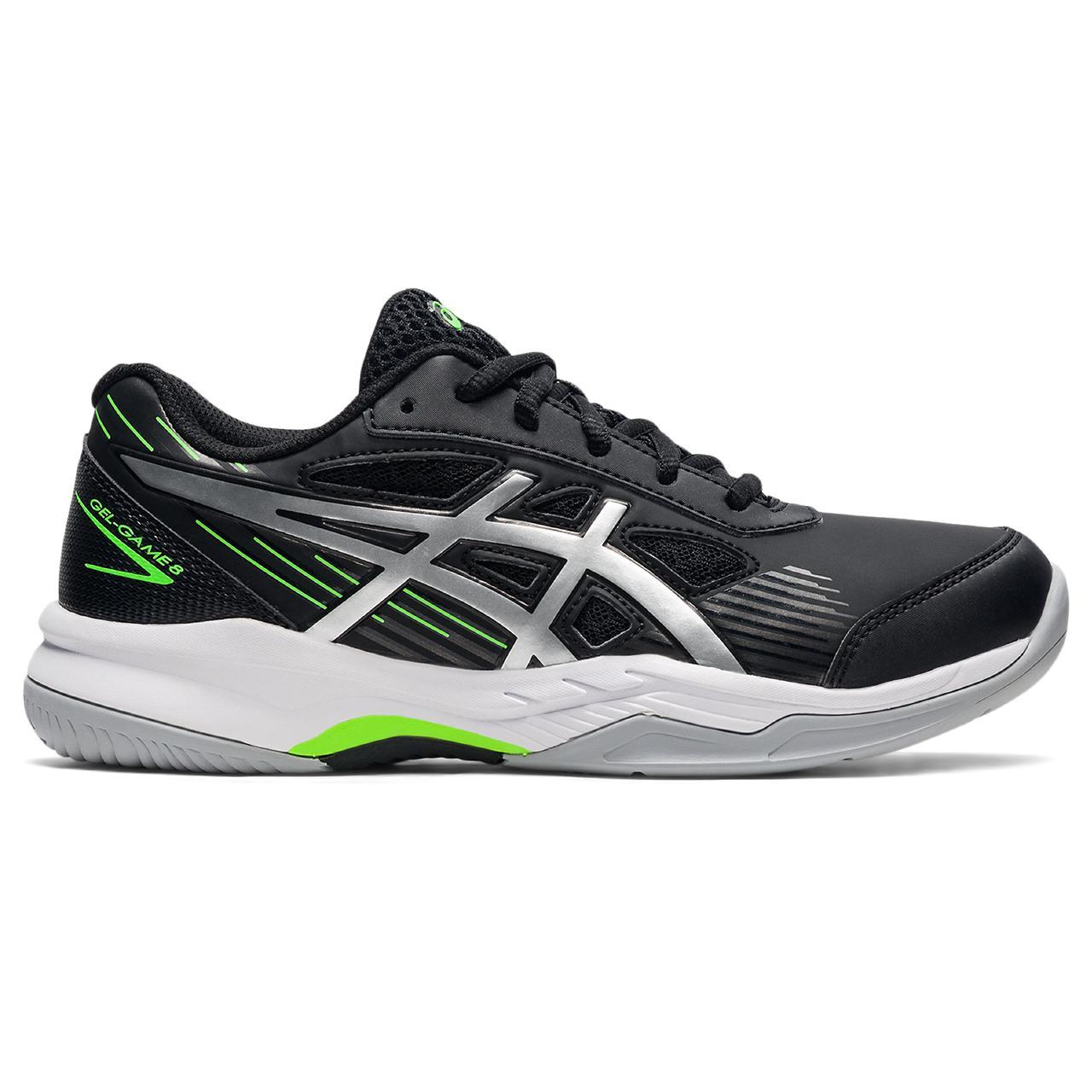 Asics Gel Game GS Junior Tennis Shoe (Black/Pure Silver) | RacquetGuys