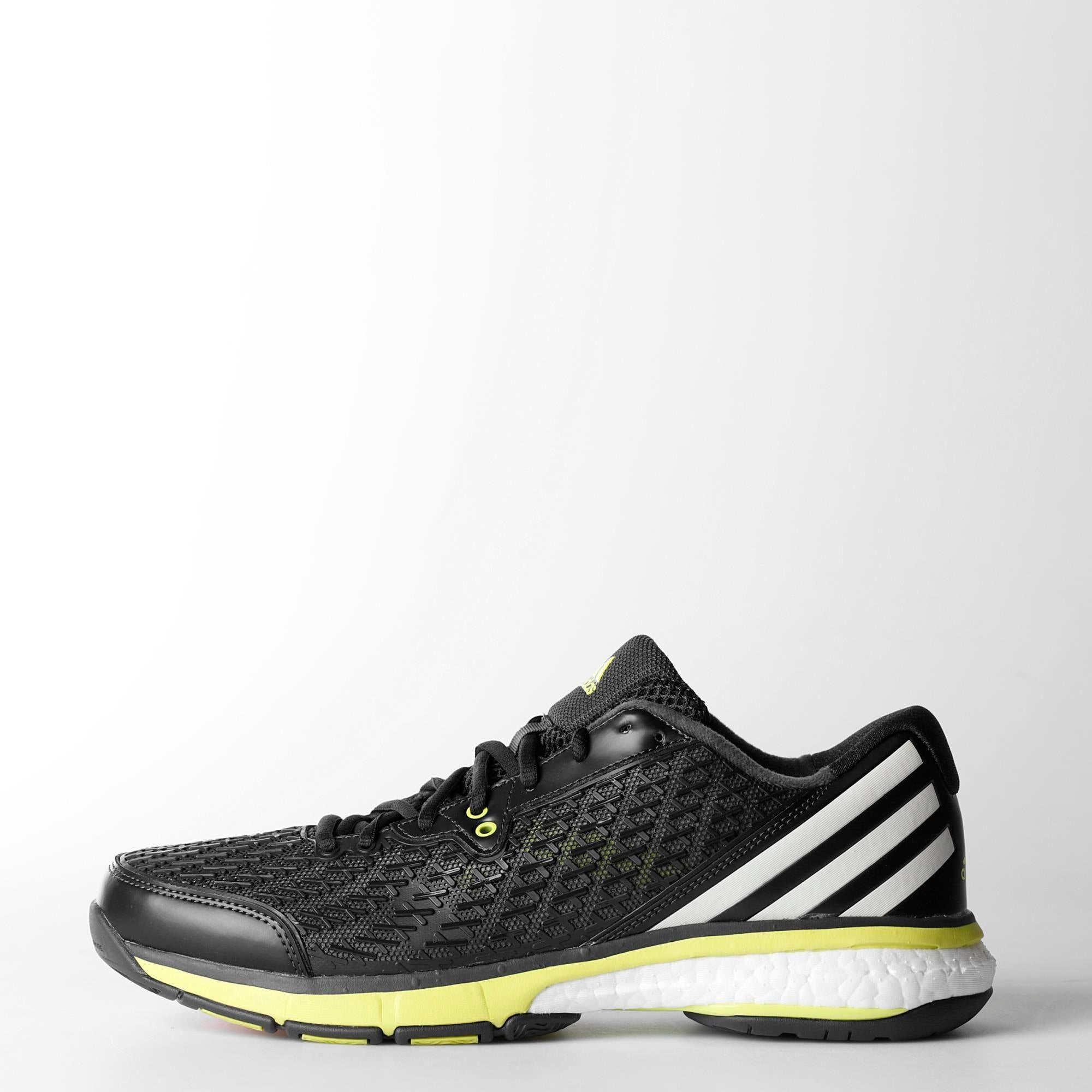 adidas Energy Boost Men's Indoor Court Shoe Grey/White/Yellow) | RacquetGuys