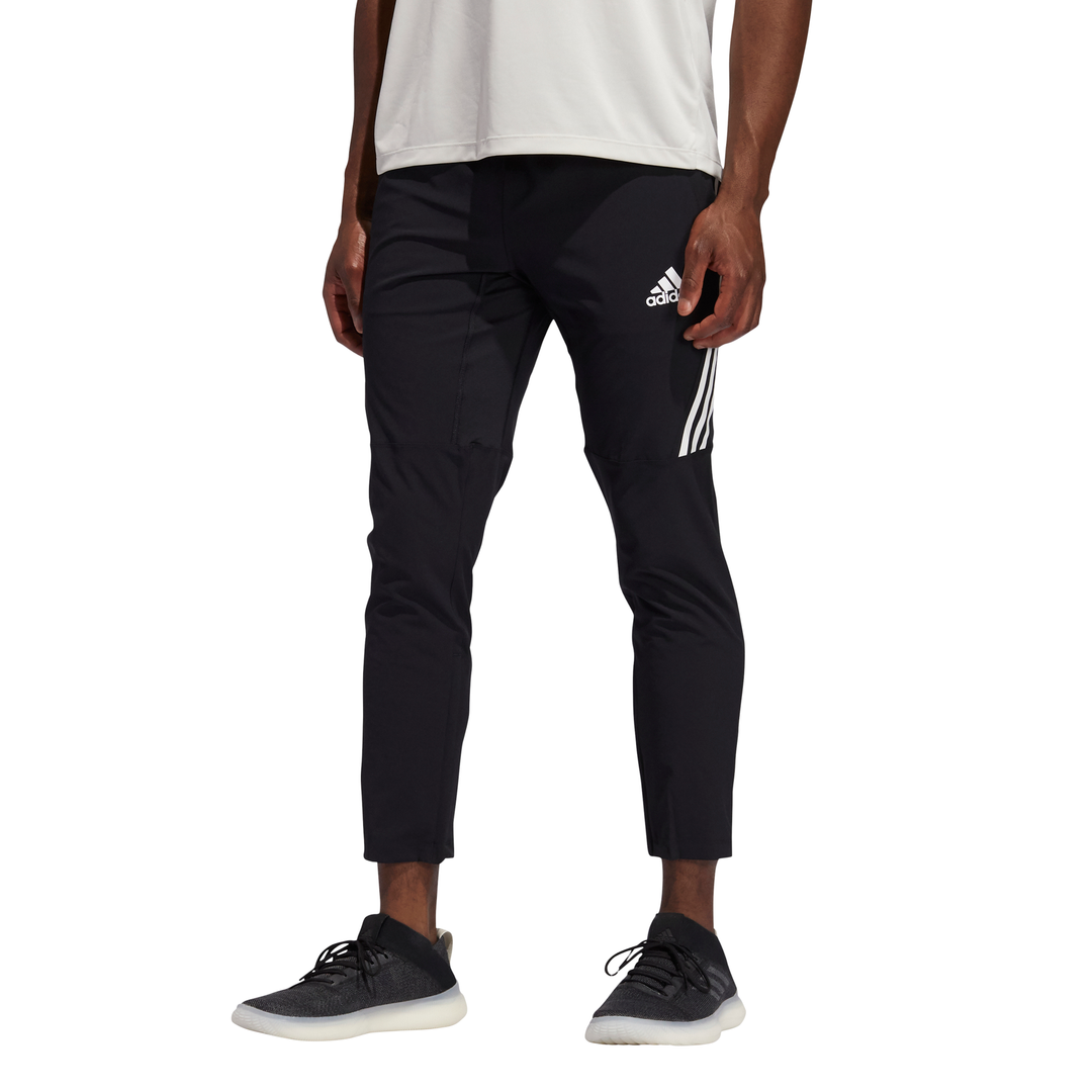 adidas Men\'s AeroReady Woven 3 (Black/White) | Stripes RacquetGuys Pants