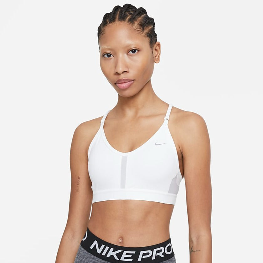 Nike Women's Pro Indy Sports Bra (Black/White, Large)