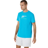 Asics Men's Court Graphic Tee Top (Digital Aqua/Brilliant White)