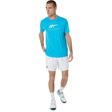 Asics Men's Court Graphic Tee Top (Digital Aqua/Brilliant White)