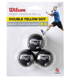 Wilson Staff Double Yellow Dot Squash Balls (3 Ball)