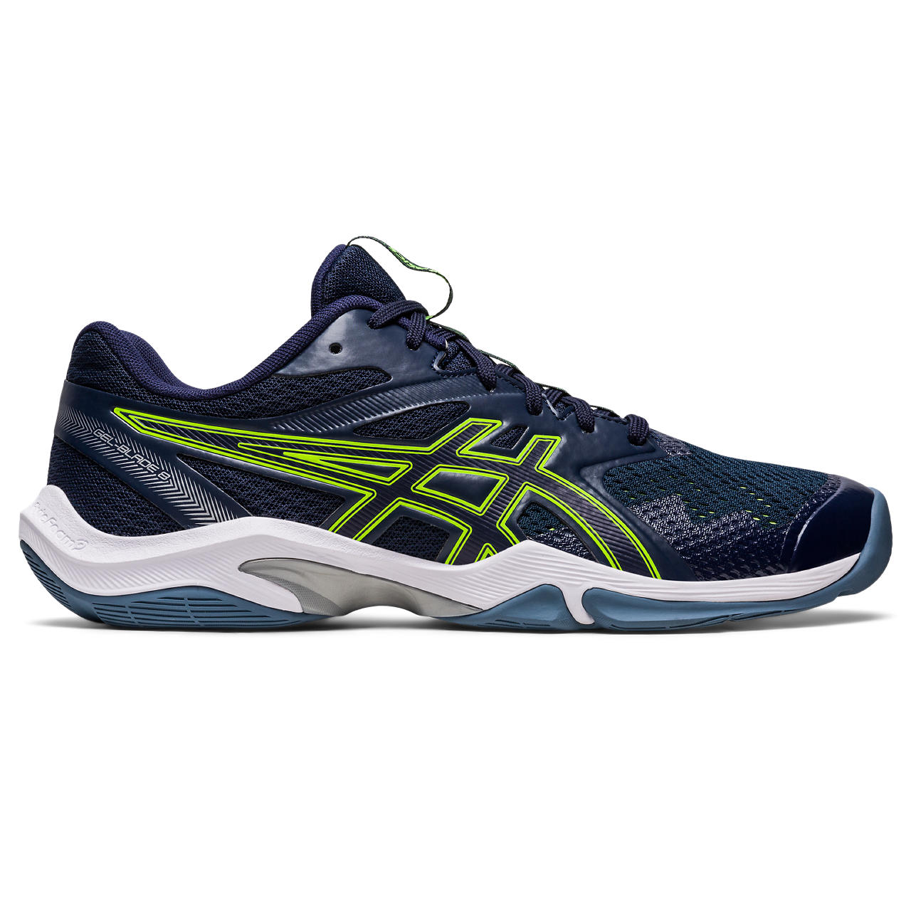 Asics Blade 8 Men's Indoor Shoe (Navy/Green) | RacquetGuys