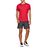 Asics Men's Club Short Sleeve Top (Red) - RacquetGuys