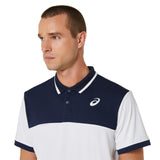 Asics Men's Court Polo Shirt (White/Midnight) - RacquetGuys.ca