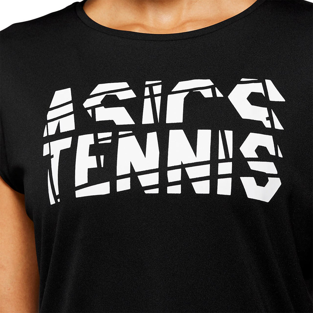 Asics Women's Practice Graphic Short Sleeve (Black/White) - RacquetGuys