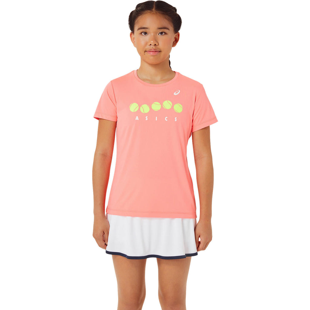 Asics Girl's Tennis Graphic Top (Guava) - RacquetGuys.ca