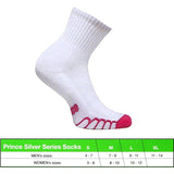 Prince Silver Series 1/4 Top Socks (White/Pink) - RacquetGuys