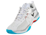 Victor S82II-AS Men's Indoor Court Shoe (Bright White/Glossy Silver/Blue Light)