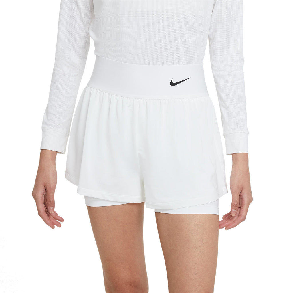 Nike Women's Dri-FIT Advantage Shorts (White/Black) - RacquetGuys.ca