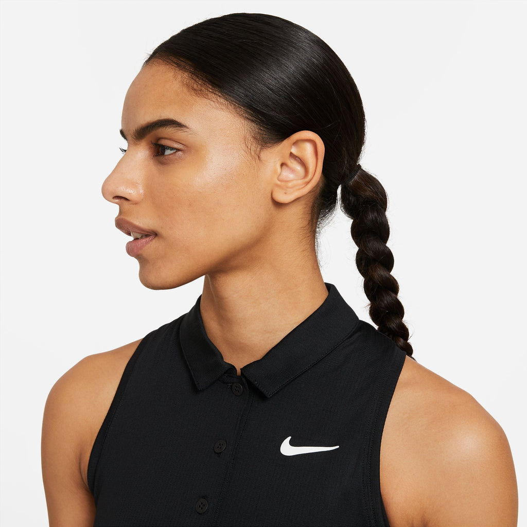 Nike Women's Victory Polo Dress (Black/White) - RacquetGuys.ca