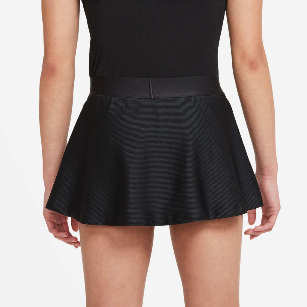 Nike Girls' Dri-FIT Victory Flouncy Skirt (Black/White) - RacquetGuys.ca