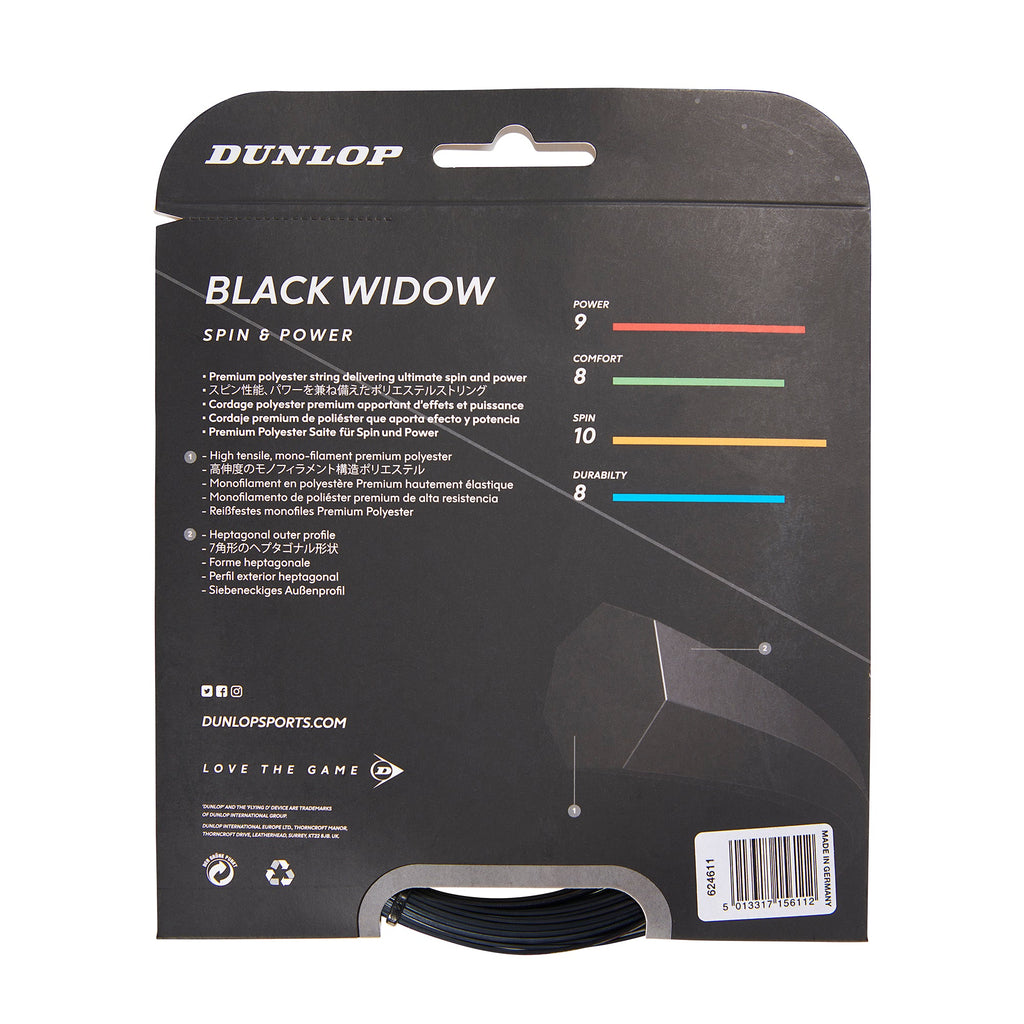 Dunlop Black Widow 16 G Tennis String (Black) - RacquetGuys.ca