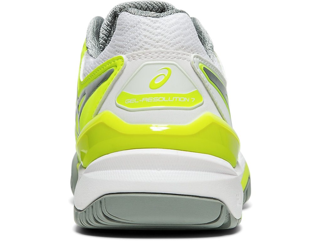 Asics Gel Resolution 7 Women's Tennis Shoe (Safety Yellow/Stone Green) - RacquetGuys