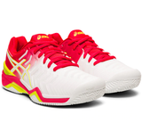 Asics Gel Resolution 7 Clay Court Women's Tennis Shoe (White/Laser Pink) - RacquetGuys
