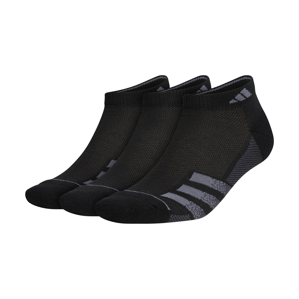 adidas Men s Superlite 3 Stripe Low Cut Socks 3 Pack Black RacquetGuys