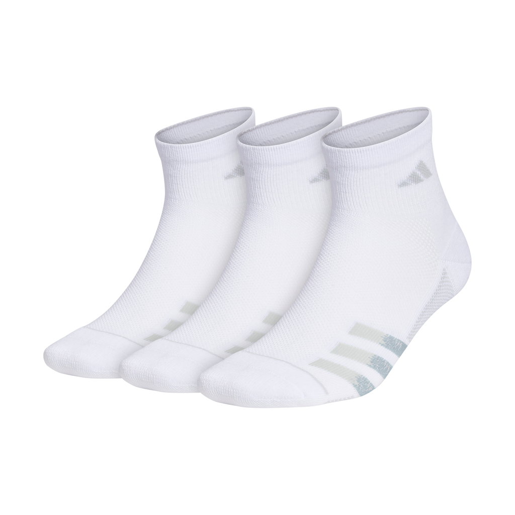 adidas Men s Superlite Quarter Crew Socks 3 Pack White RacquetGuys