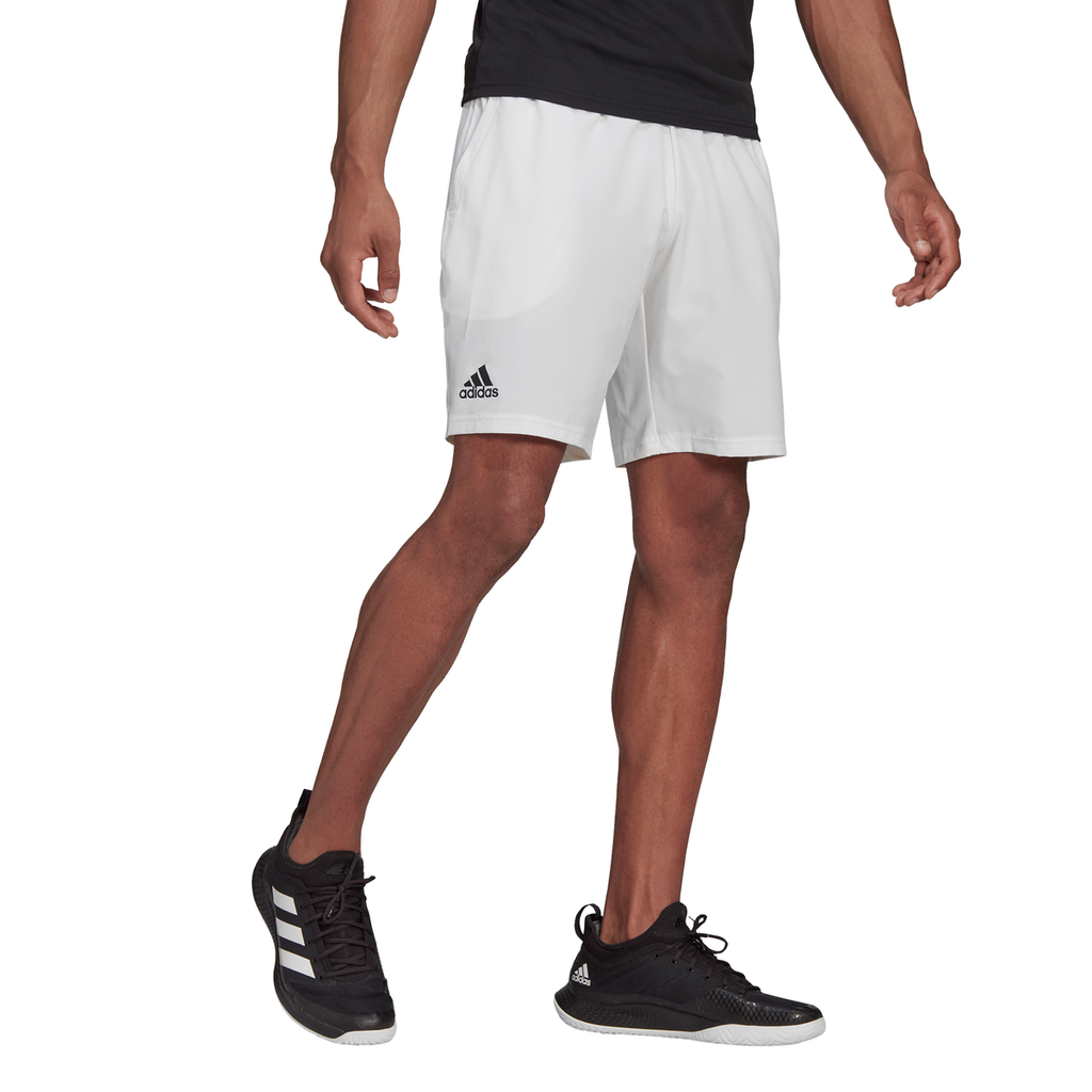 adidas Men s Club Stretch Woven 7 Inch Shorts White Black