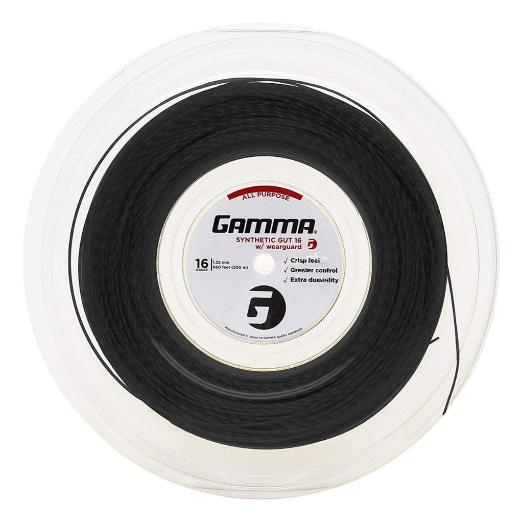 Gamma Synthetic Gut 16/1.30 w/ Wearguard Tennis String Reel (Black