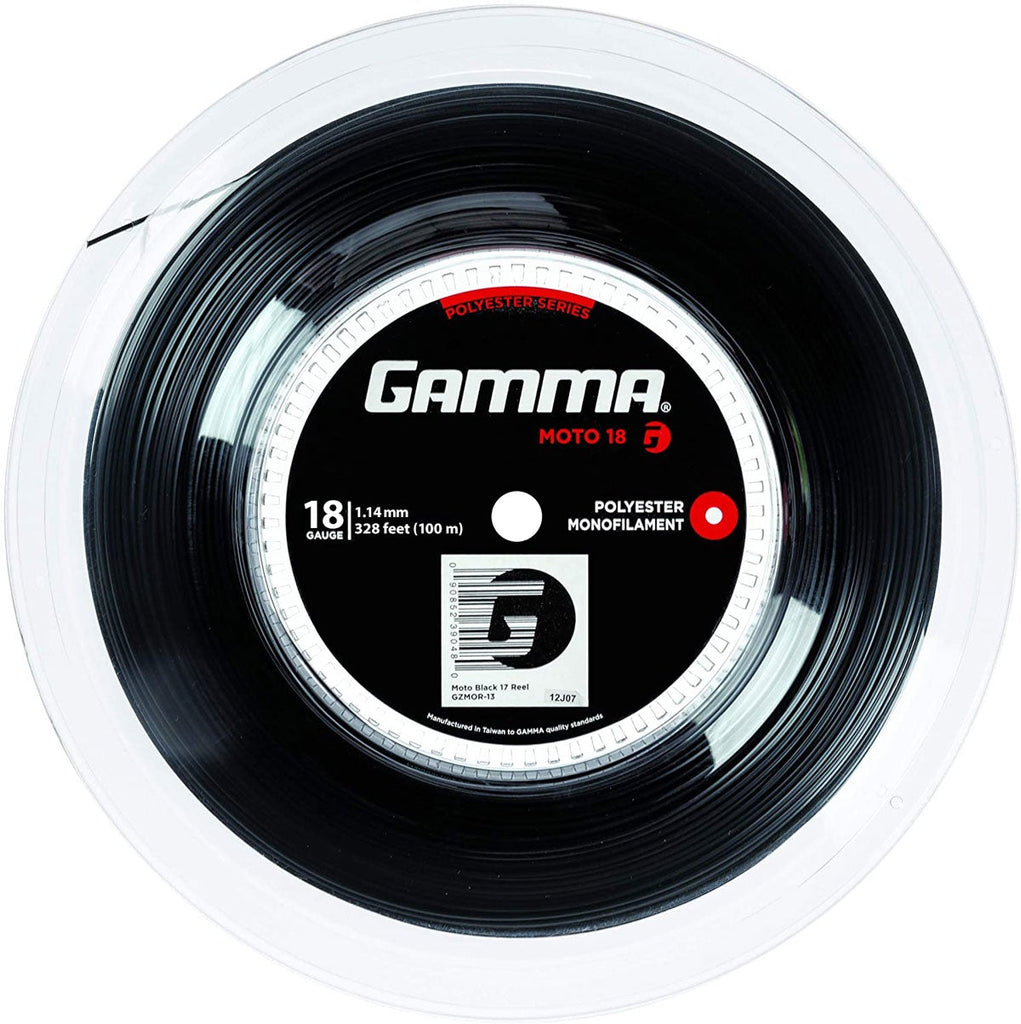 Gamma AMP Moto 18/1.14 Tennis String Mini Reel (Black)