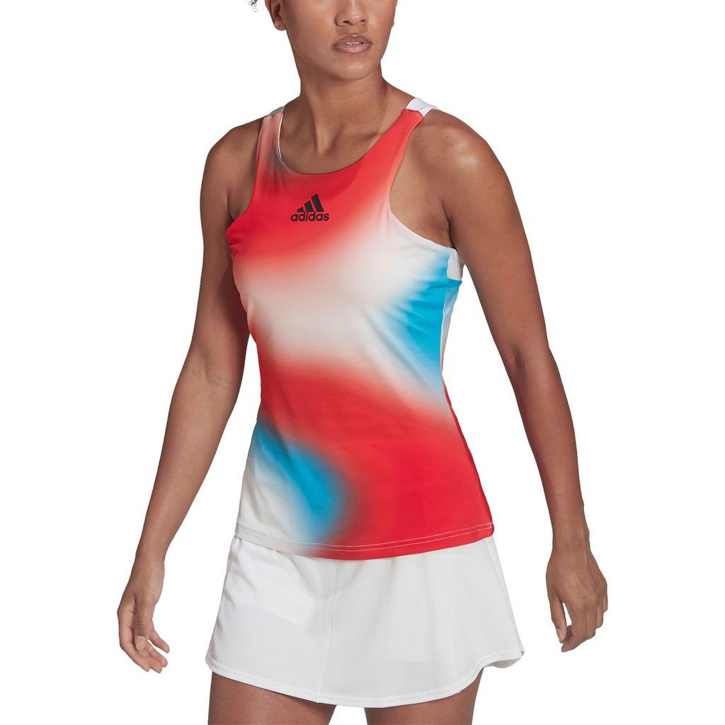 adidas Women s Mel Y Tank Top White Red Blue ha7614 RacquetGuys