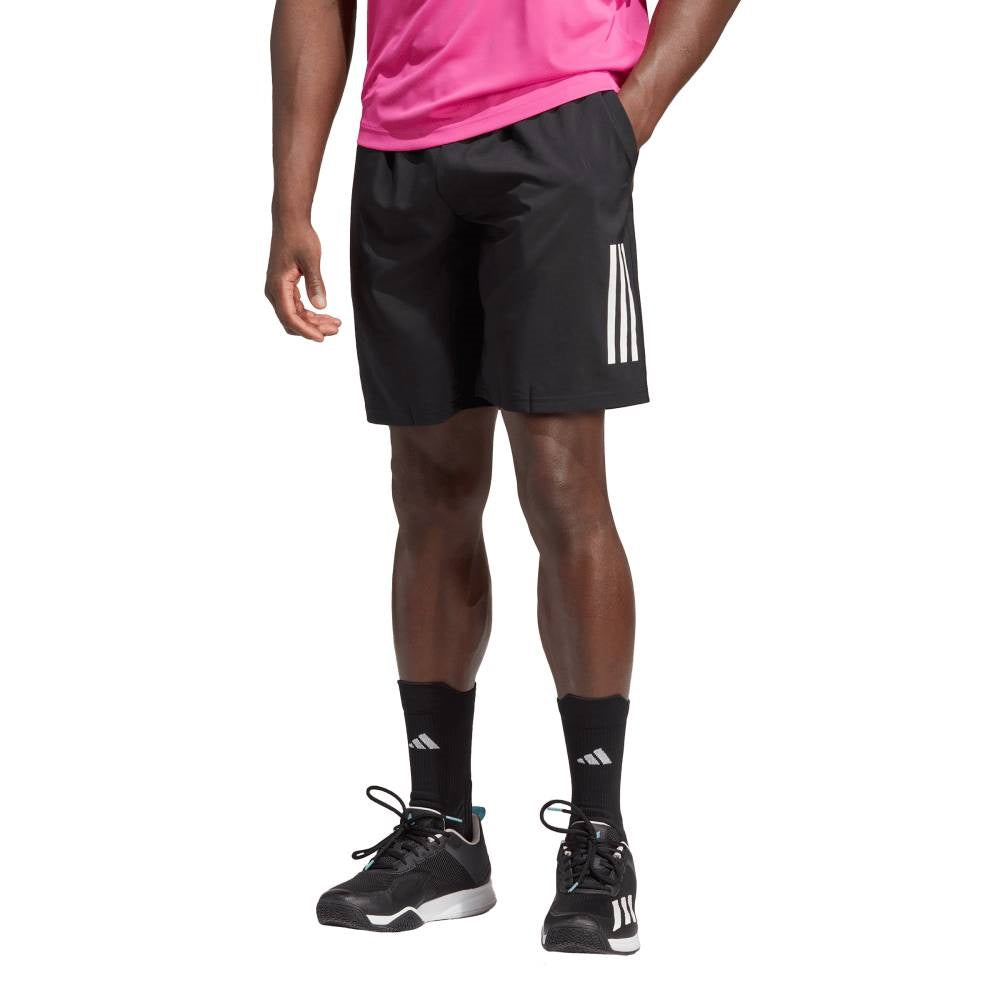 adidas Men's 3 Stripe 7-inch Club Short (Black) - RacquetGuys.ca