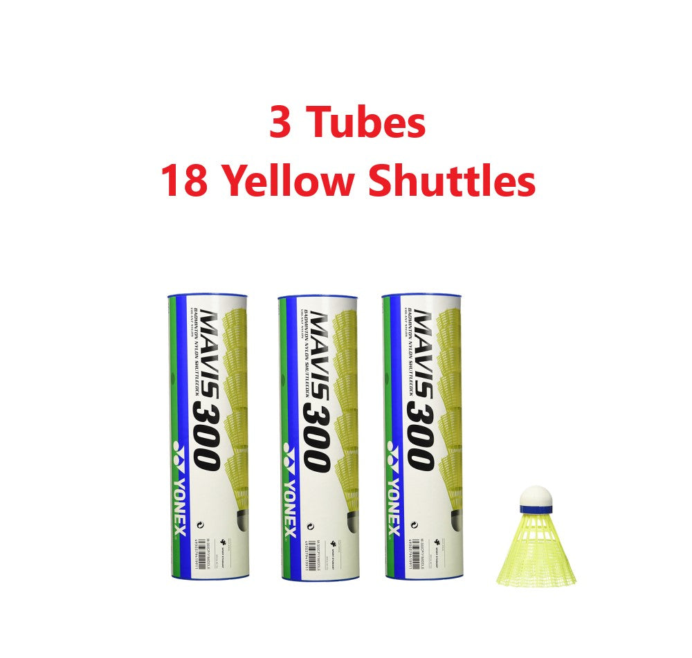 Yonex Mavis 300 Nylon Badminton Shuttlecocks 3 Pack (Yellow) RacquetGuys