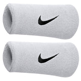 Nike Swoosh Doublewide Wristbands (White/Black) - RacquetGuys.ca