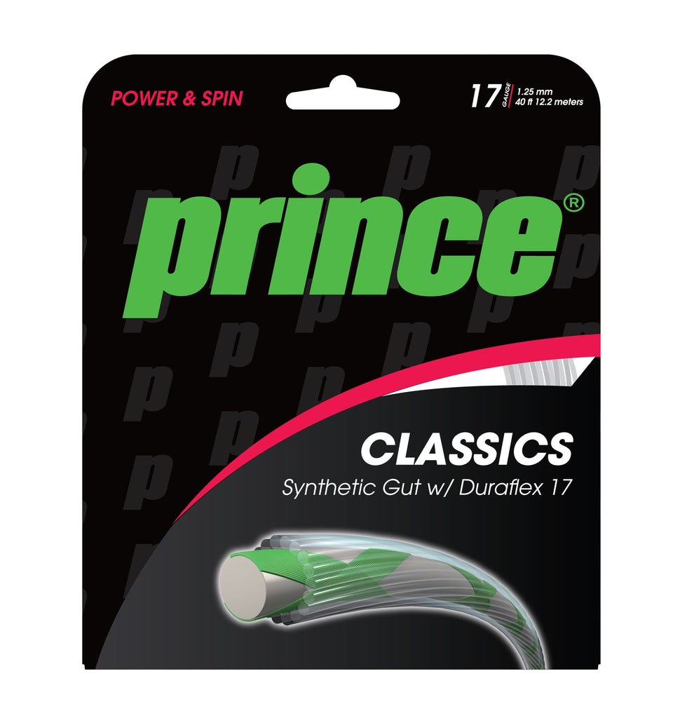 Prince Synthetic Gut 17/1.25 Duraflex Tennis String (White)