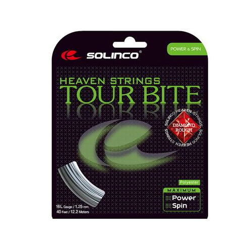 Solinco Tour Bite Diamond Rough 16L Tennis String (Silver) - RacquetGuys.ca