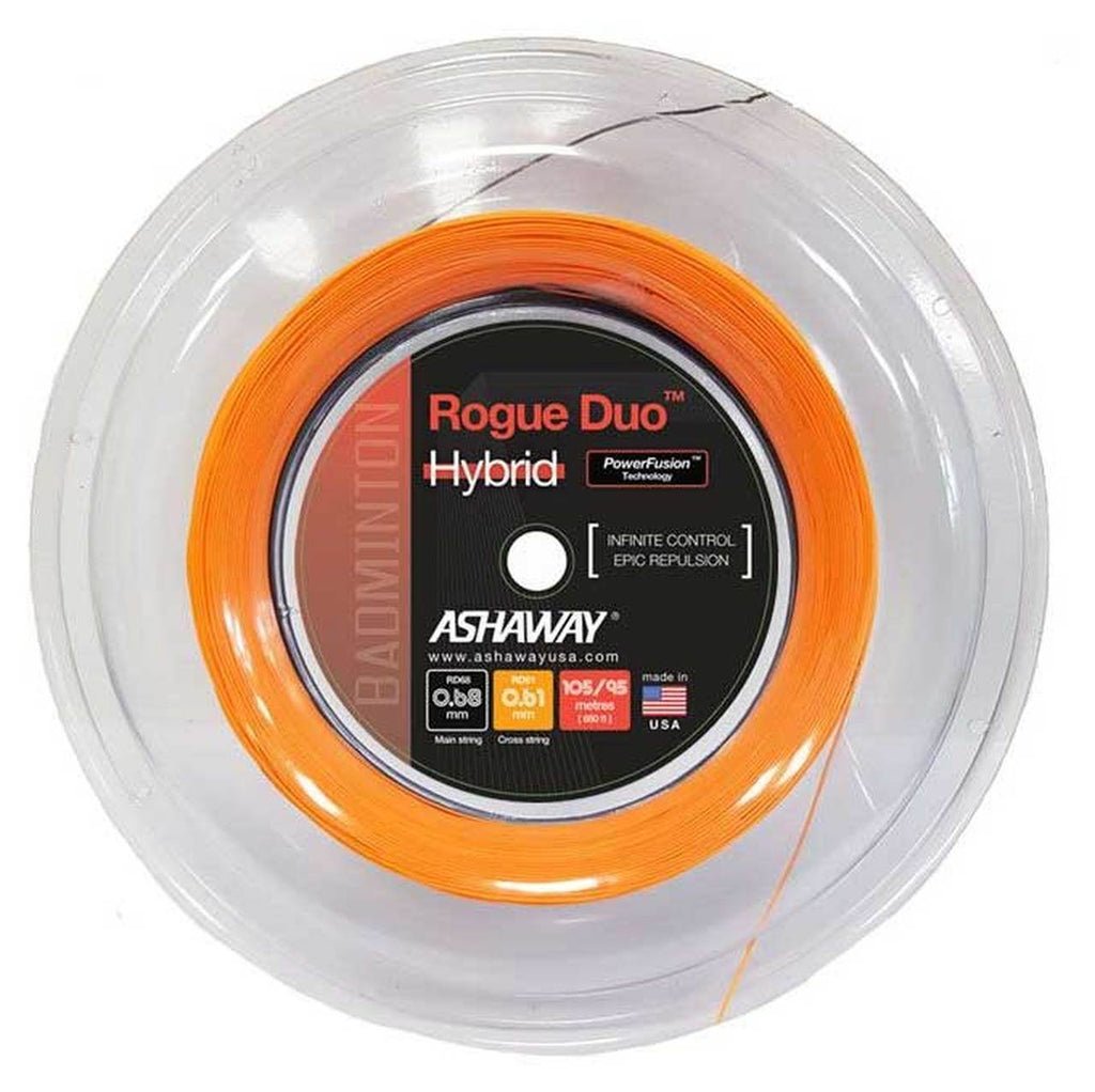 Ashaway Rogue Duo Hybrid Badminton String Reel (Black/Orange