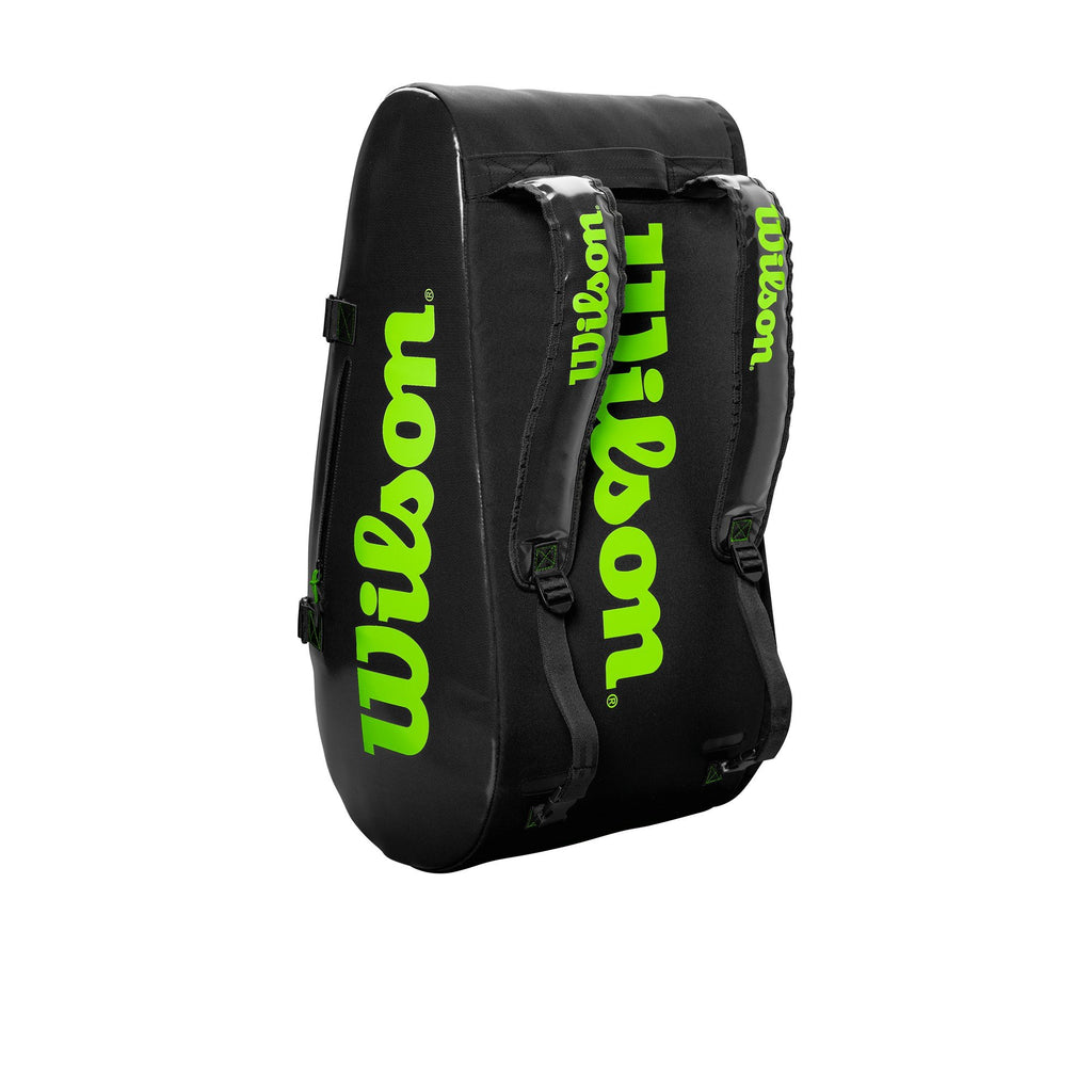 Wilson Super Tour 3 Compartment 15 Pack Racquet Bag (Black/Green) - RacquetGuys
