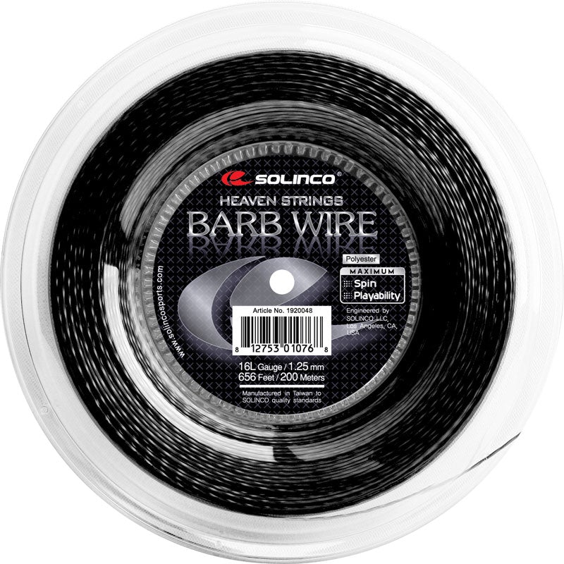 Solinco Barb Wire 16L/1.25 Tennis String Reel (Black)