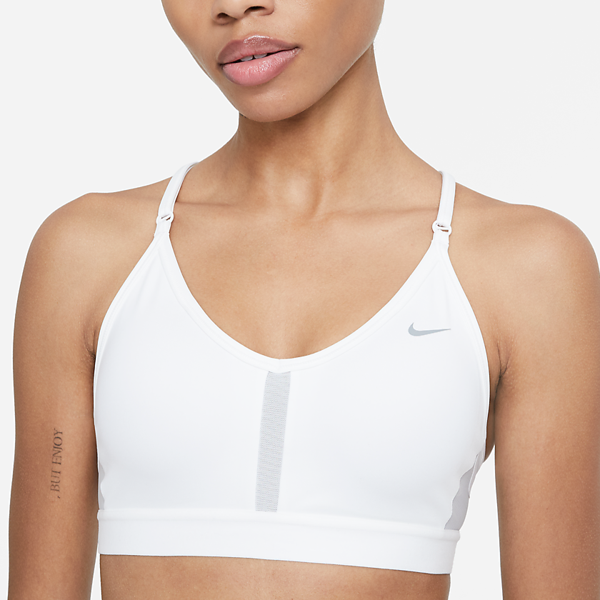 Nike Women s Dri FIT Indy Light Support Padded V Neck Sports Bra White