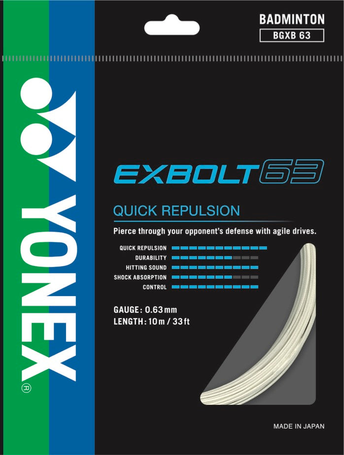 Yonex BG Exbolt 63 Badminton String (White)