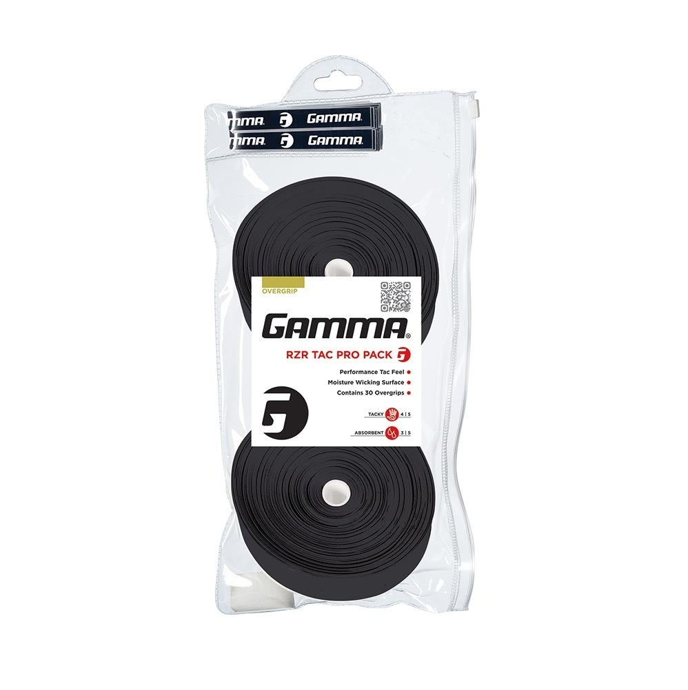 Gamma RZR Tac Pro Overgrips 30 Pack (Black)