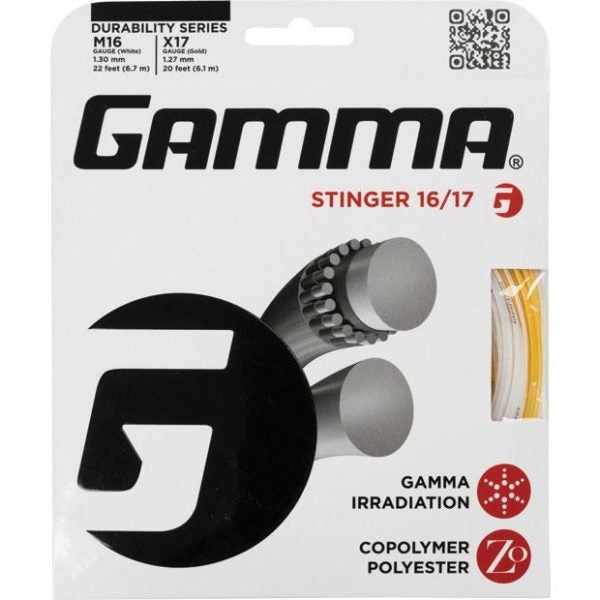 Gamma Stinger 16/17 Hybrid Tennis String (White/Yellow) - RacquetGuys.ca