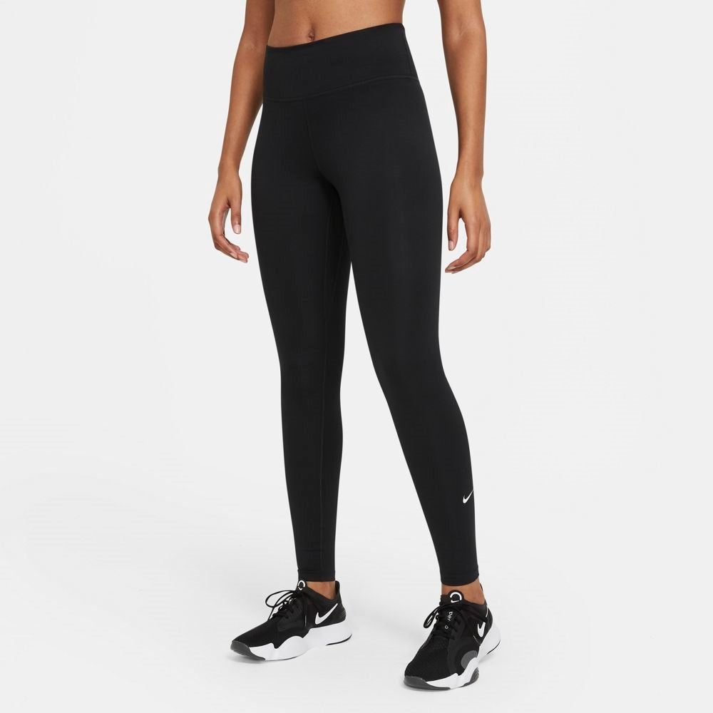 Nike Women's Dri-FIT One Women's Mid-Rise Tight (Black/White) - RacquetGuys.ca