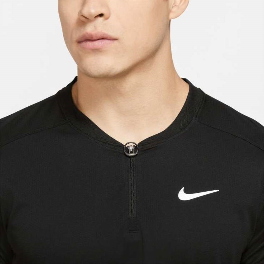 Nike Men's Dri-FIT Slam Zip Polo (Black/White) - RacquetGuys.ca
