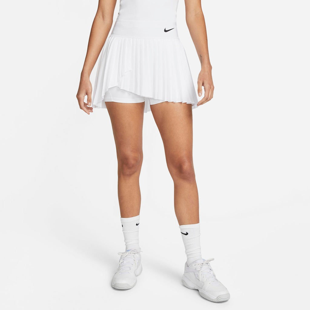 Nike Women's Dri-Fit Advantage Pleated Skirt (White/Black) - RacquetGuys.ca