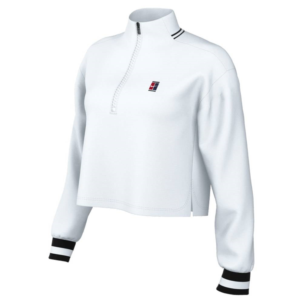 Nike Women's Dri-FIT Fleece Heritage Top (White/Black) **description - RacquetGuys.ca